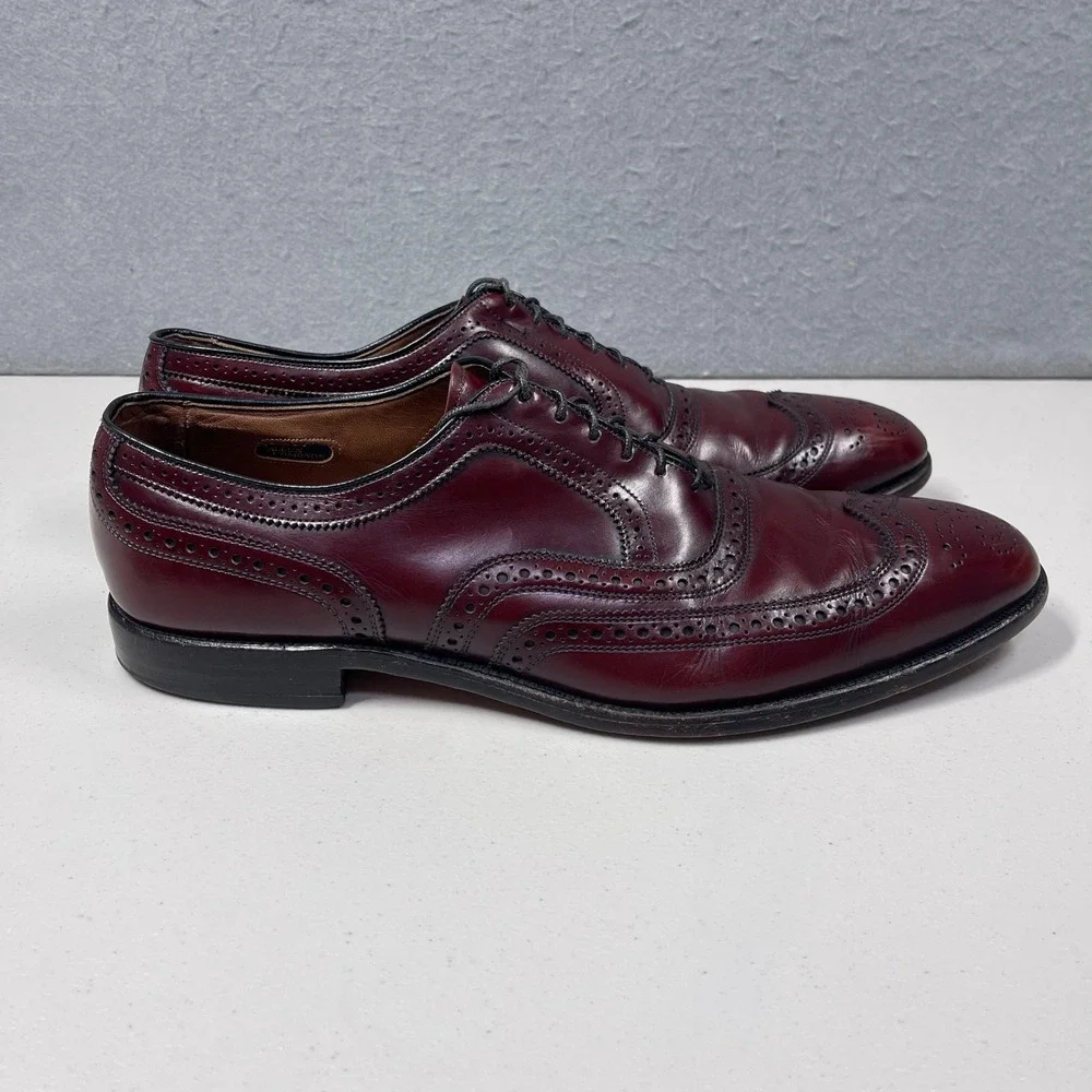 Allen Edmonds Shoes Mens Size 14B McAllister Wingtip Oxford Burgundy Leather